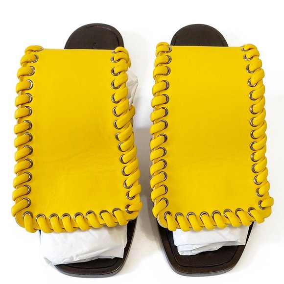 Ganor Dominic London Art Attis Yellow Leather Women's Slides - Picture 5 of 12